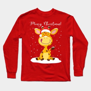 Gregor Giraffe Merry Christmas Long Sleeve T-Shirt